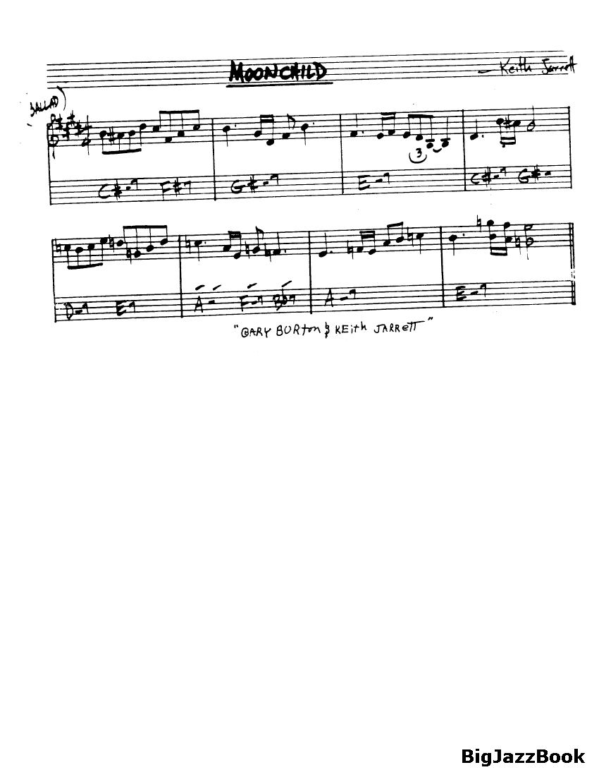 Ноты джазового стандарта: Moonchild (Keith Jarrett)