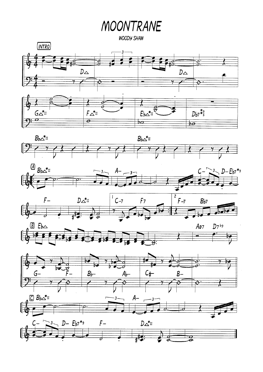 Ноты джазового стандарта: Moontrane (Woody Shaw)