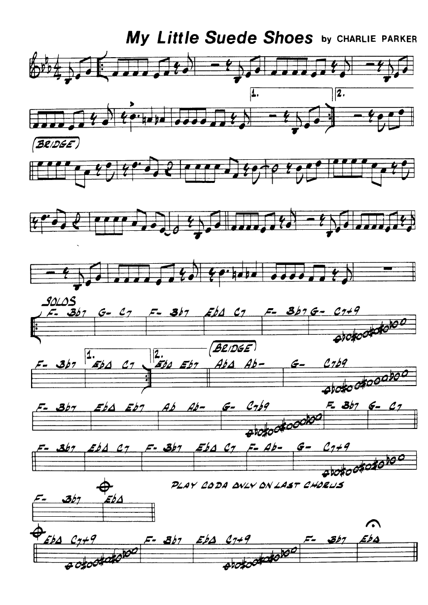 Ноты джазового стандарта: My little suede shoes (Charlie Parker)