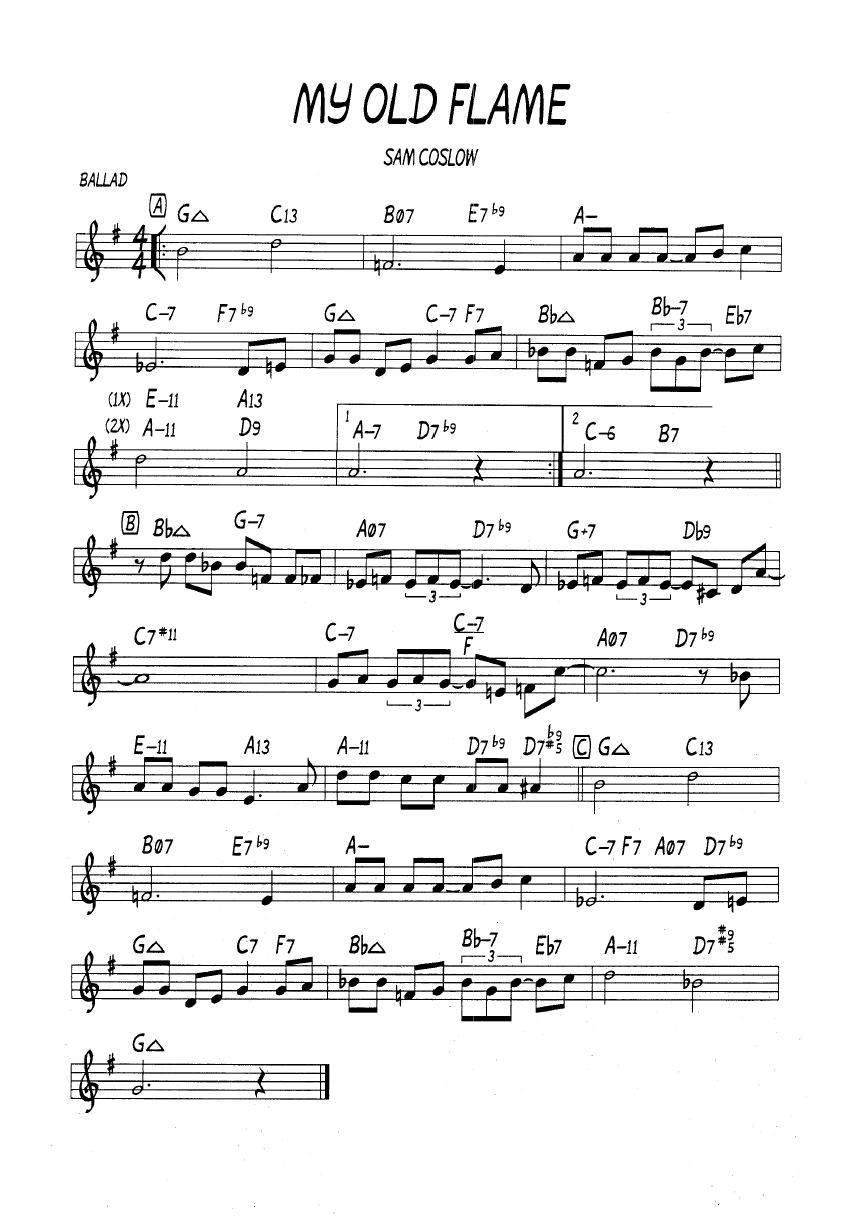 Ноты джазового стандарта: My old flame (Sam Coslow)
