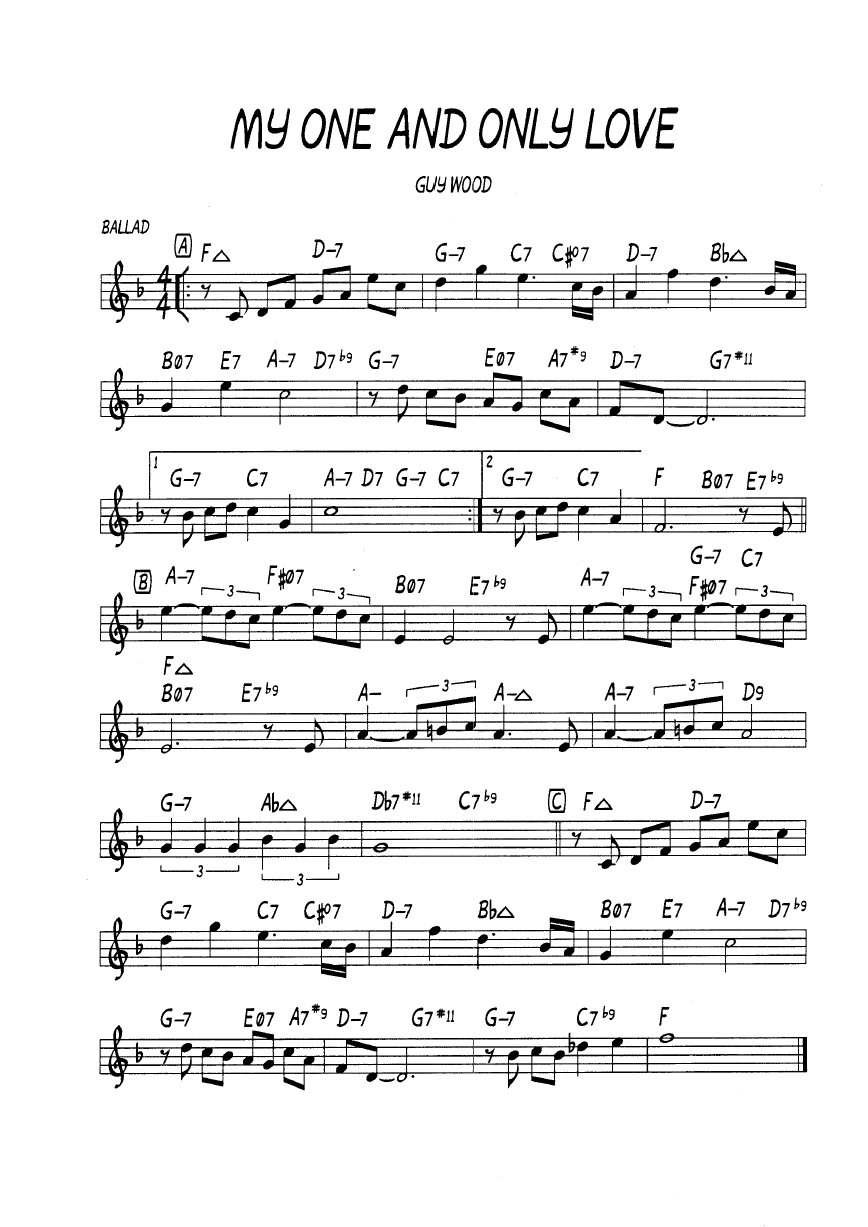 Ноты джазового стандарта: My one and only love (Guy Wood)
