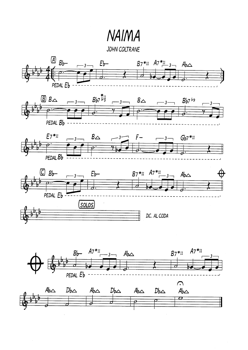 Ноты джазового стандарта: Naima (John Coltrane)