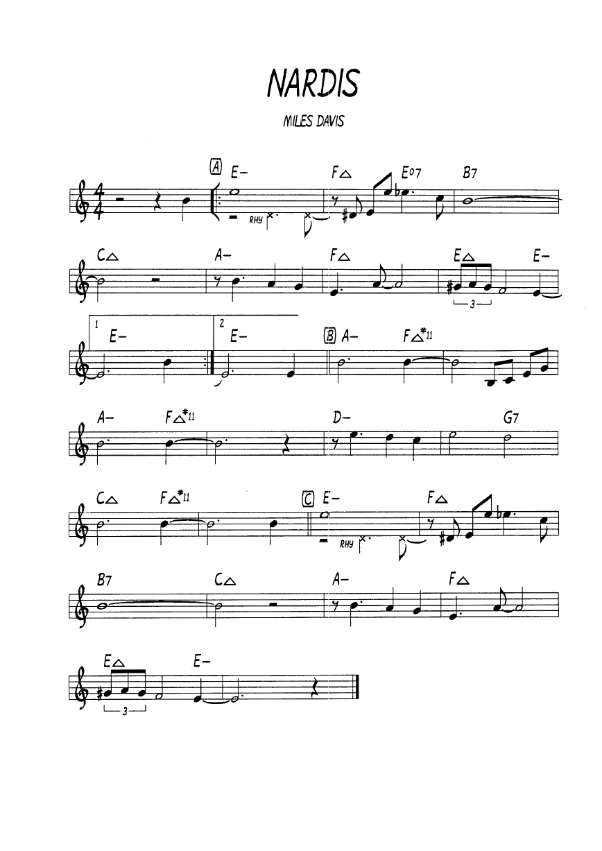 Ноты джазового стандарта: Nardis (Miles Davis)