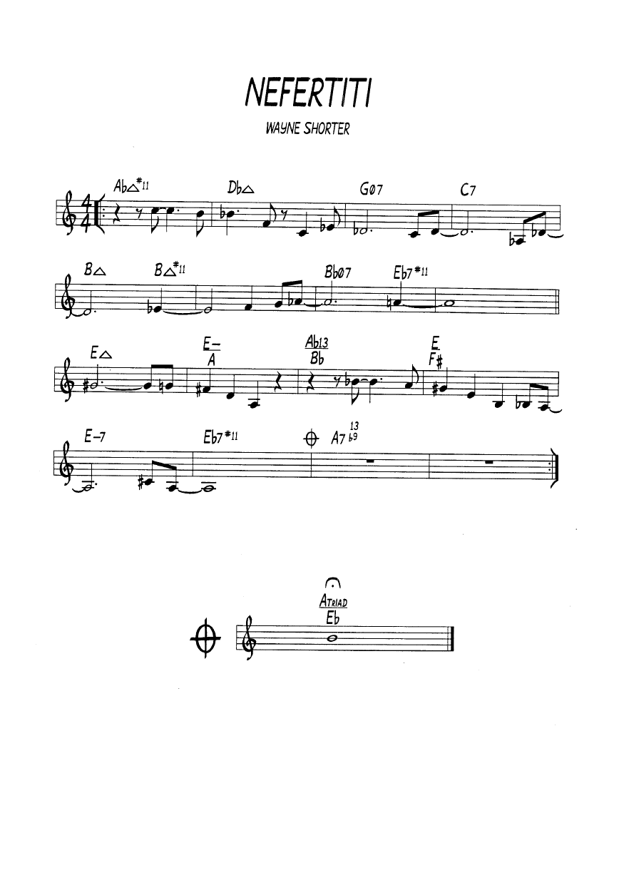 Ноты джазового стандарта: Nefertiti (Wayne Shorter)