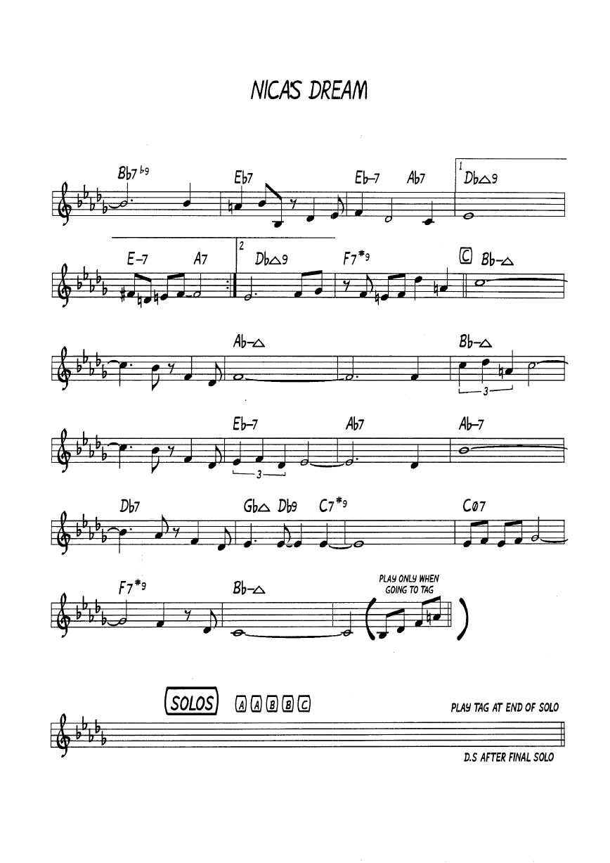 Ноты джазового стандарта: Nica's dream (Horace Silver)