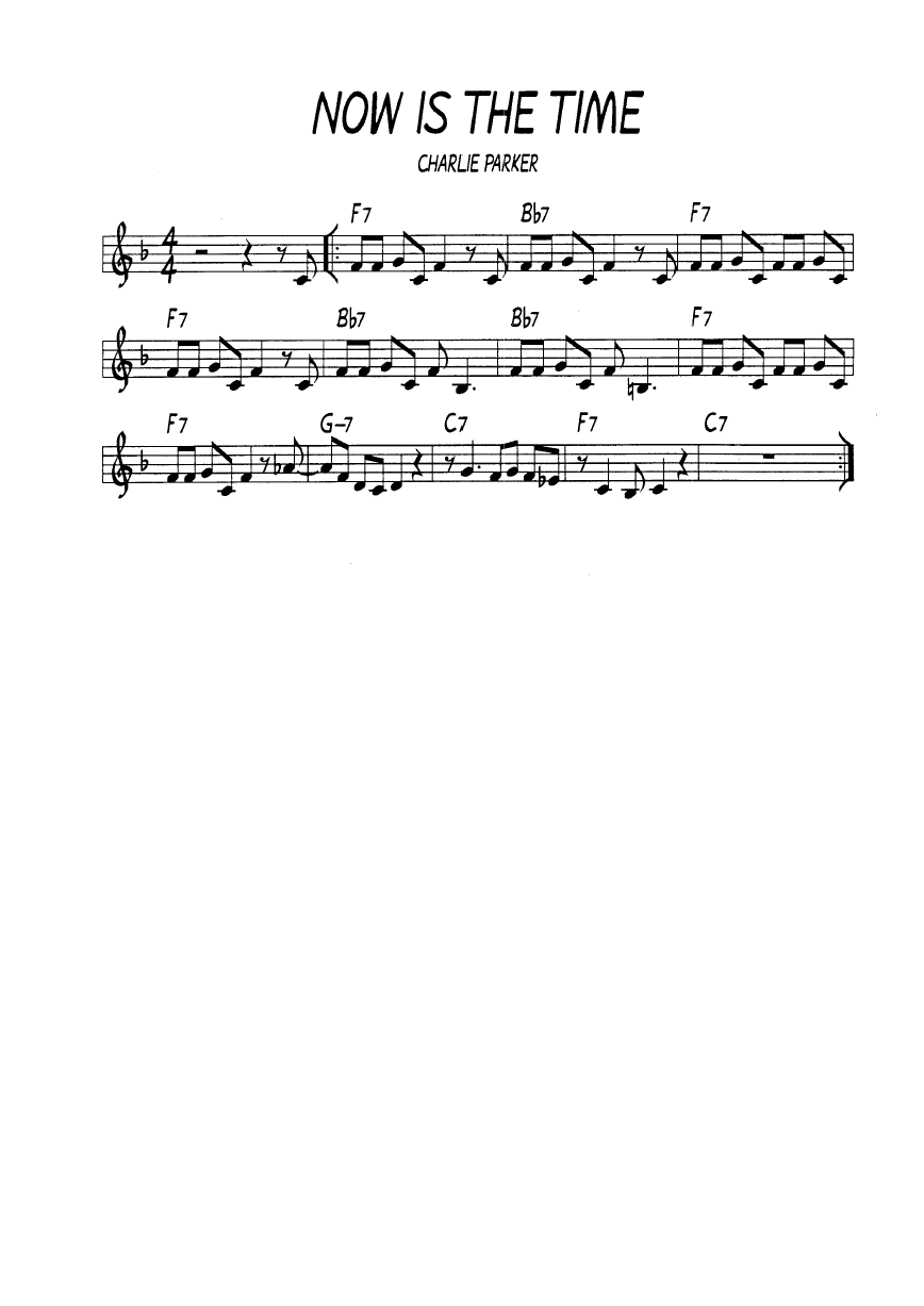 Ноты джазового стандарта: Now is the time (Charlie Parker)