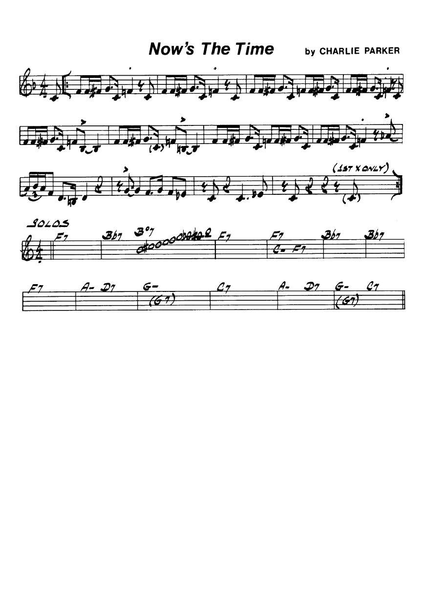 Ноты джазового стандарта: Now is the time (Charlie Parker)