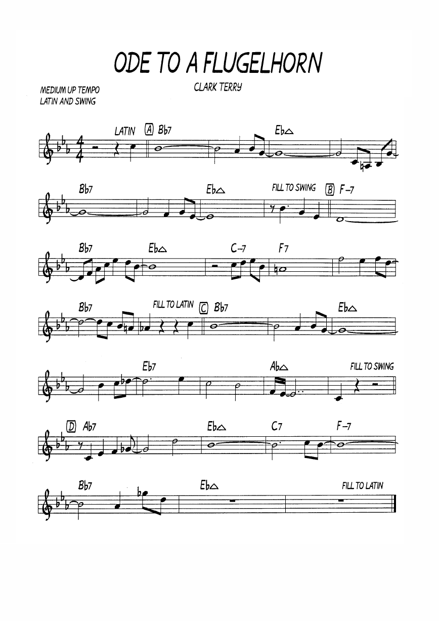 Ноты джазового стандарта: Ode to a flugelhorn (Clark Terry)