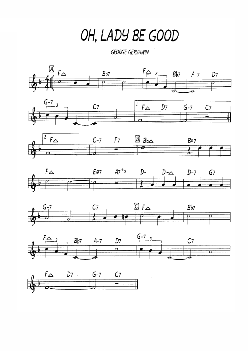 Ноты джазового стандарта: Oh, lady be good (George Gershwin)