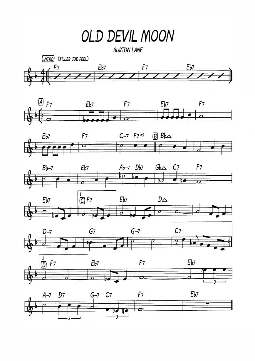 Ноты джазового стандарта: Old devil moon (Burton Lane)