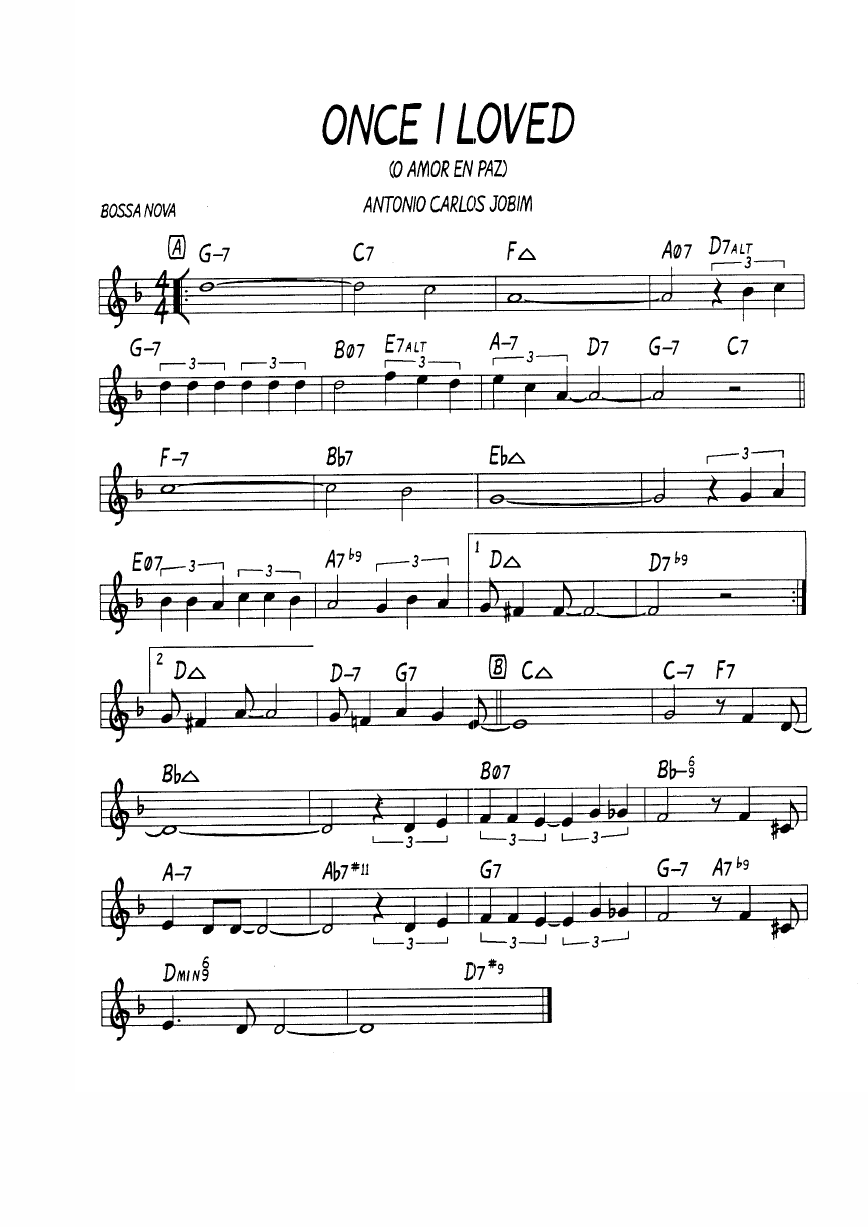Ноты джазового стандарта: Once i loved (Antonio Carlos Jobim/Ray Gilbert)