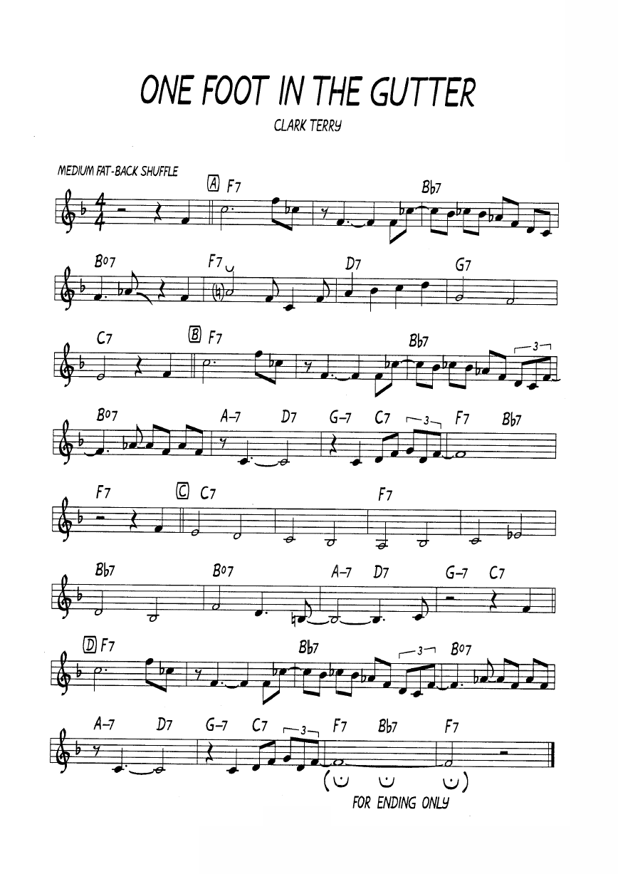 Ноты джазового стандарта: One foot in the gutter (Clark Terry)