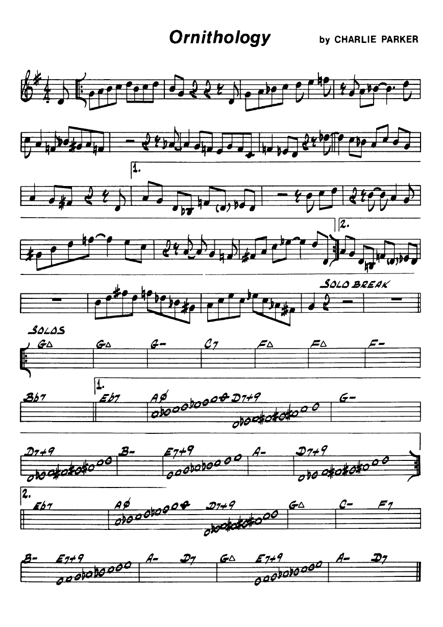 Ноты джазового стандарта: Ornithology (Charlie Parker)