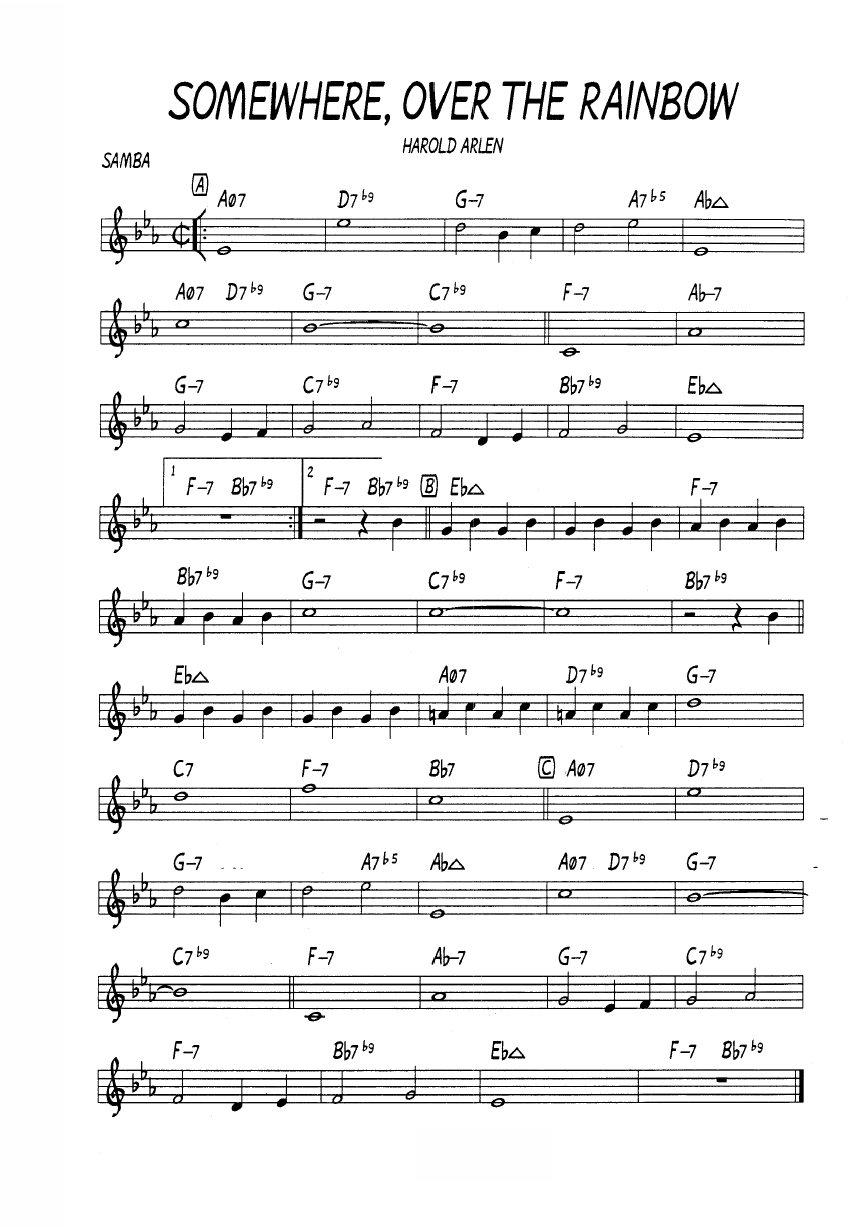 Ноты джазового стандарта: Over the rainbow (Harold Arlen)