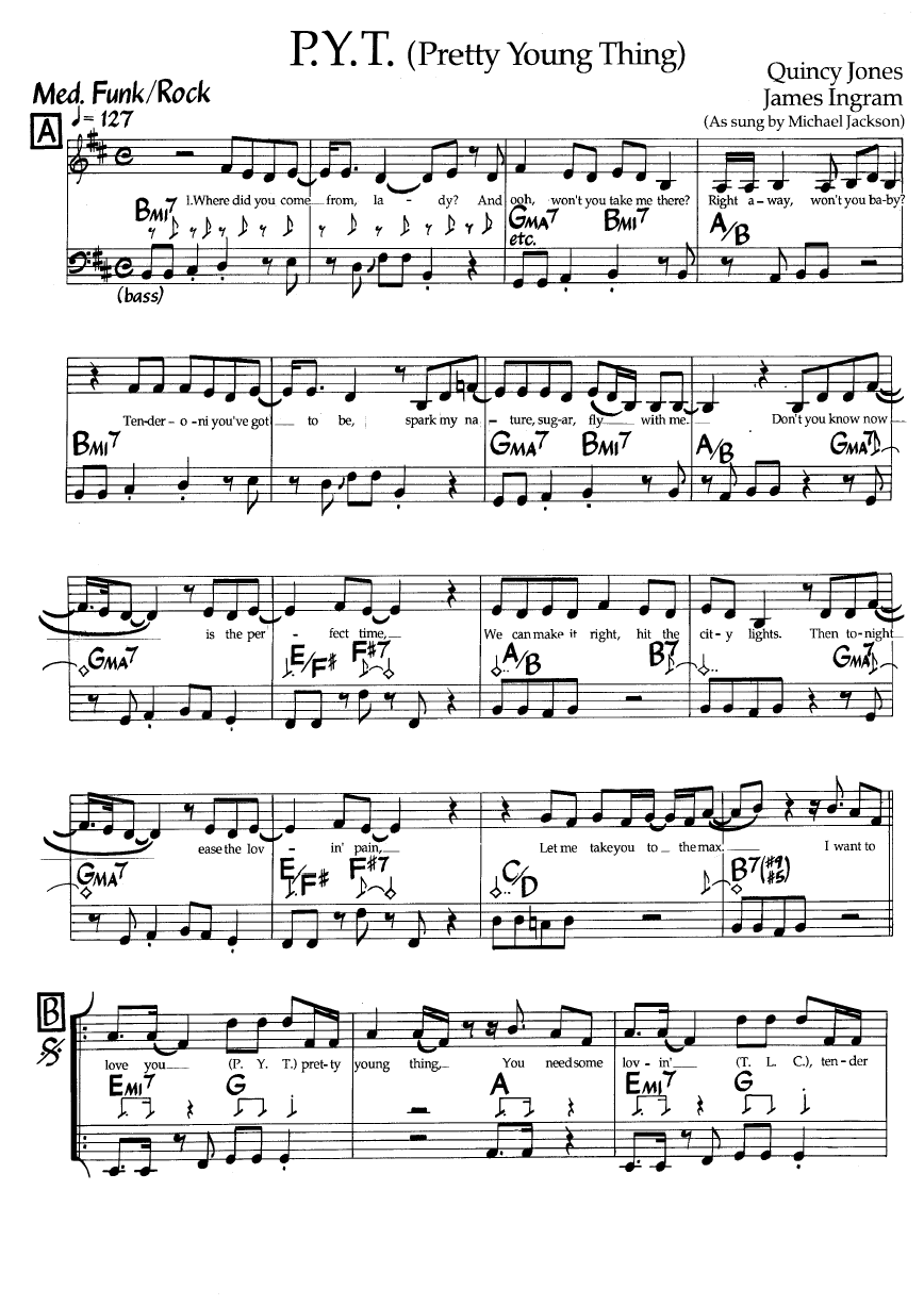 Ноты джазового стандарта: P.Y.T. (Quincy Jones/James Ingram)