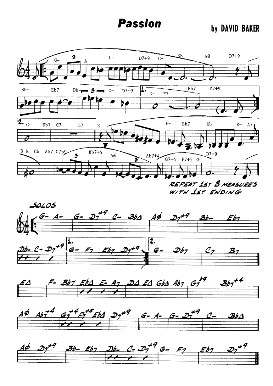 Ноты джазового стандарта: Passion (David Baker)