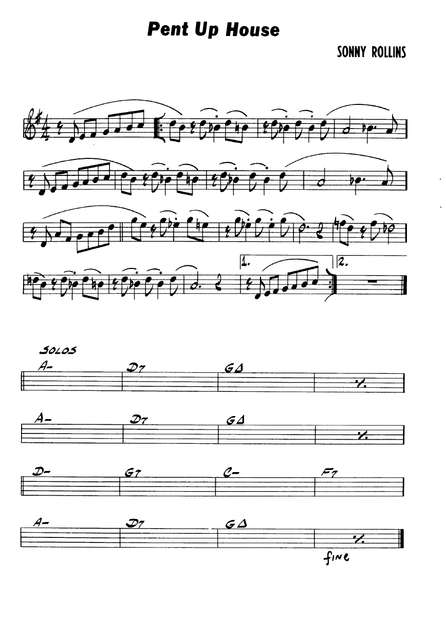 Ноты джазового стандарта: Pent up house (Sonny Rollins)
