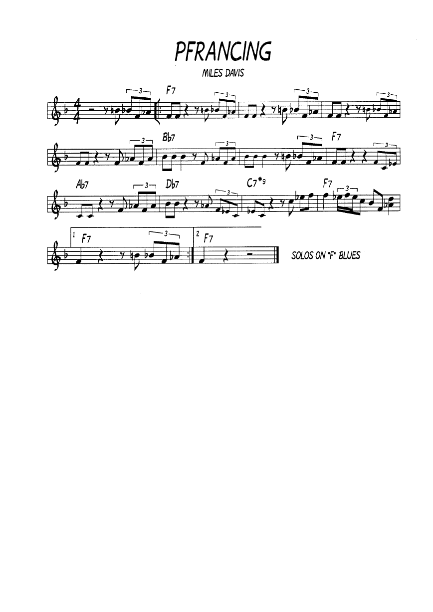 Ноты джазового стандарта: Pfrancing (Miles Davis)
