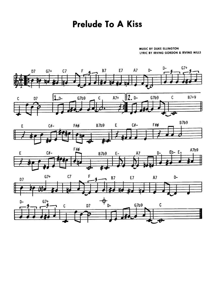 Ноты джазового стандарта: Prelude to a kiss (Duke Ellington/Irving gordon/Irving Mills)