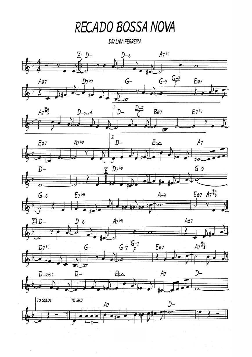 Ноты джазового стандарта: Recado bossa nova (Djalma Ferreira)