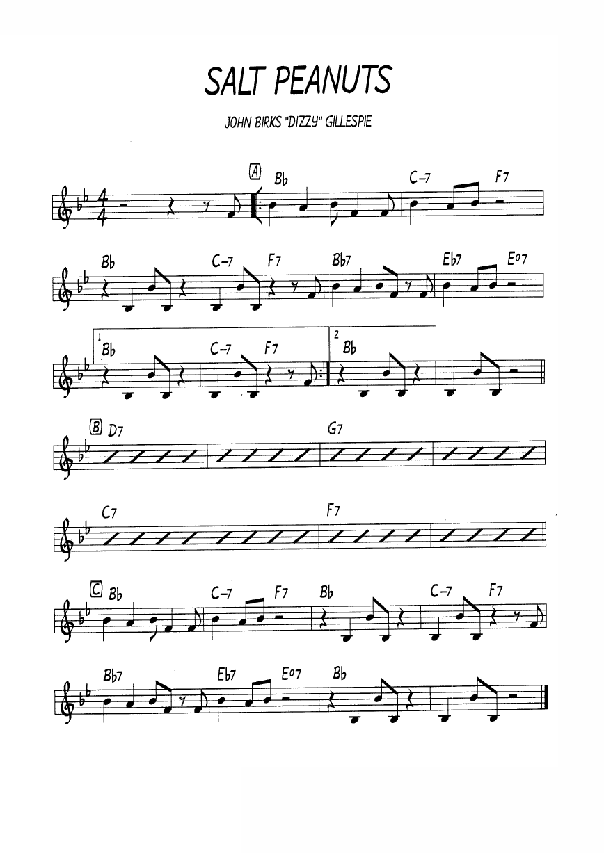 Ноты джазового стандарта: Salt peanuts (Dizzy Gillespie)