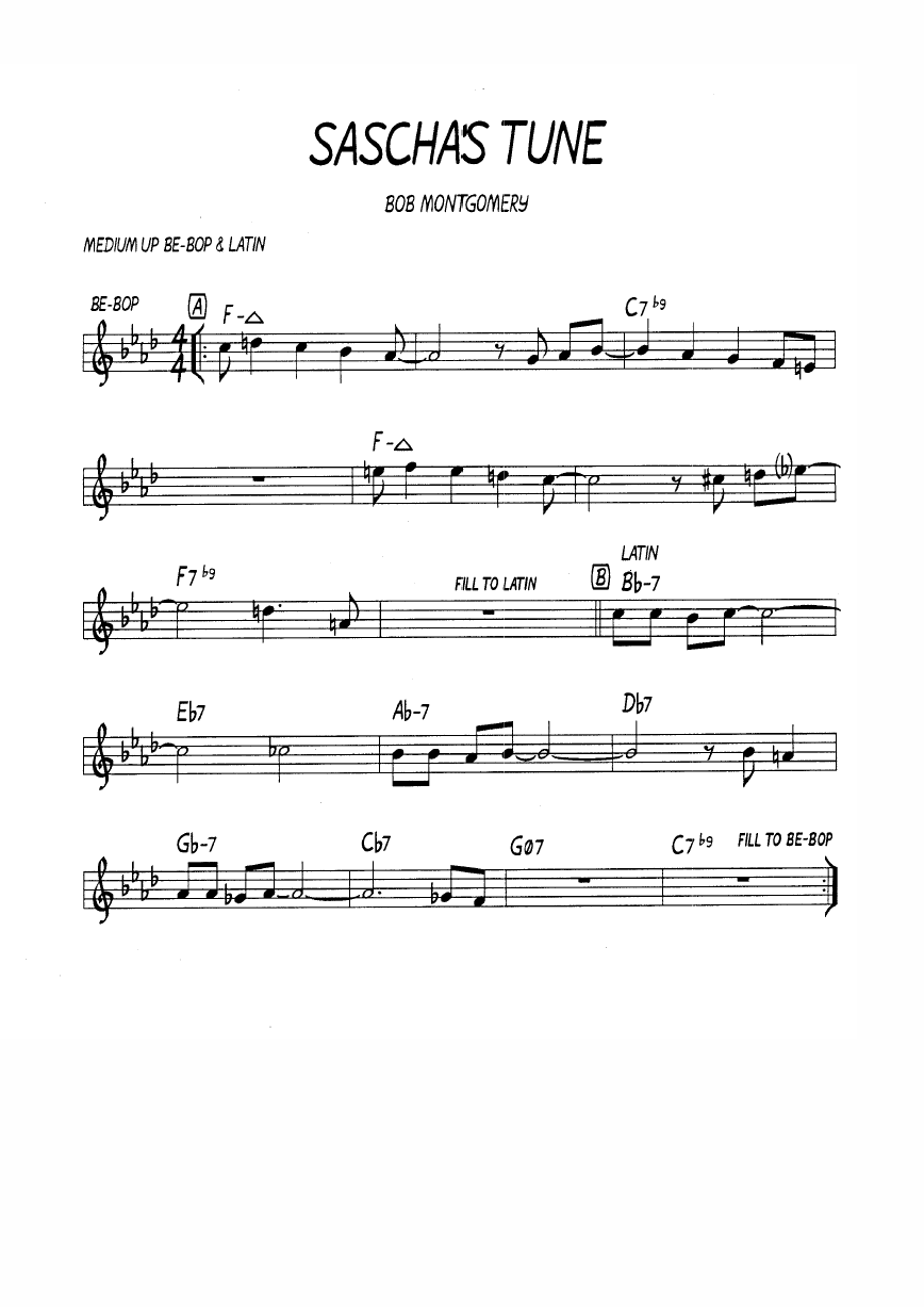 Ноты джазового стандарта: Sascha's tune (Bob Montgomery)