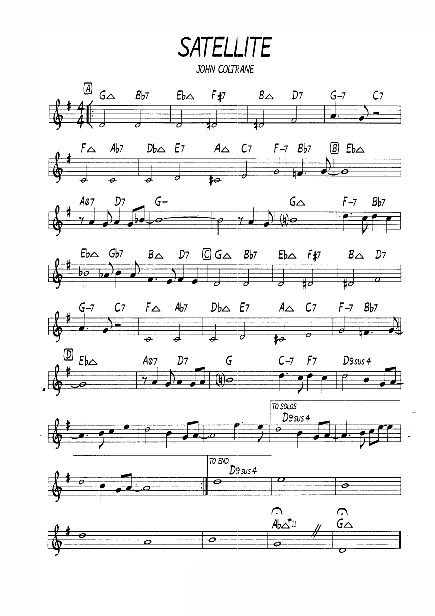 Ноты джазового стандарта: Satellite (John Coltrane)