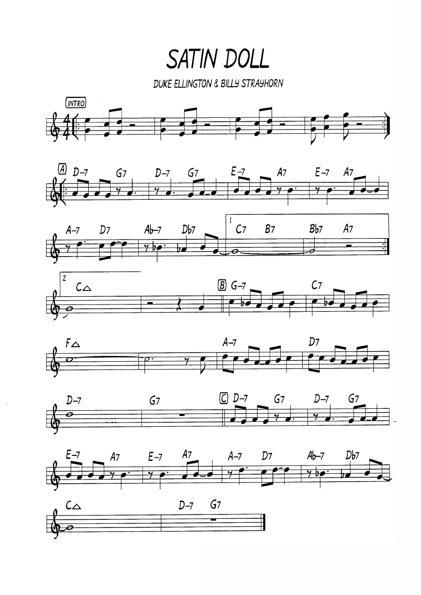 Ноты джазового стандарта: Satin doll (B.Strayhorn/D.Ellington/J.Mercer)