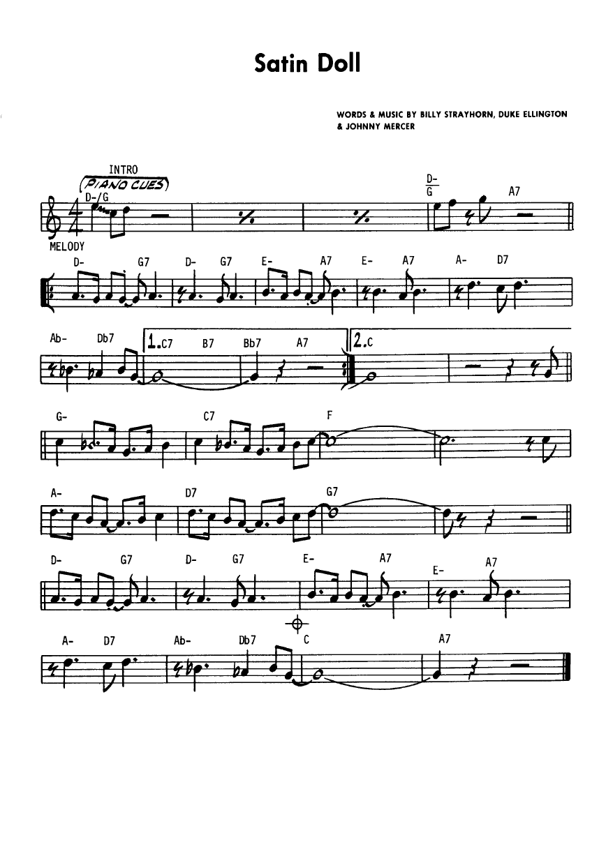 Ноты джазового стандарта: Satin doll (B.Strayhorn/D.Ellington/J.Mercer)