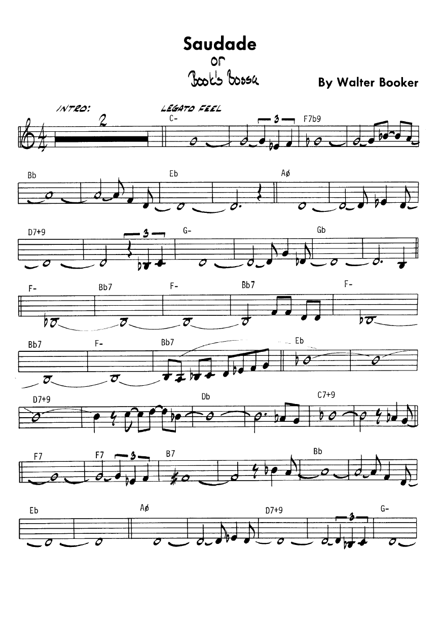 Ноты джазового стандарта: Saudade (Walter Booker)