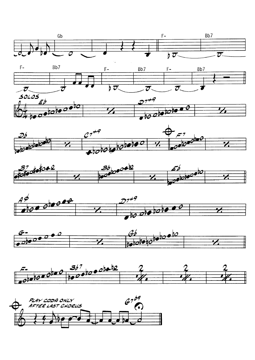 Ноты джазового стандарта: Saudade (Walter Booker)