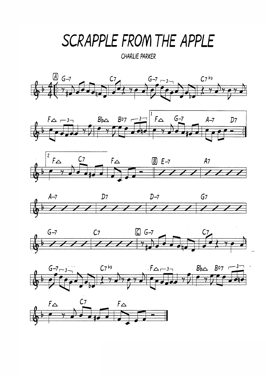 Ноты джазового стандарта: Scrapple from the apple (Charlie Parker)