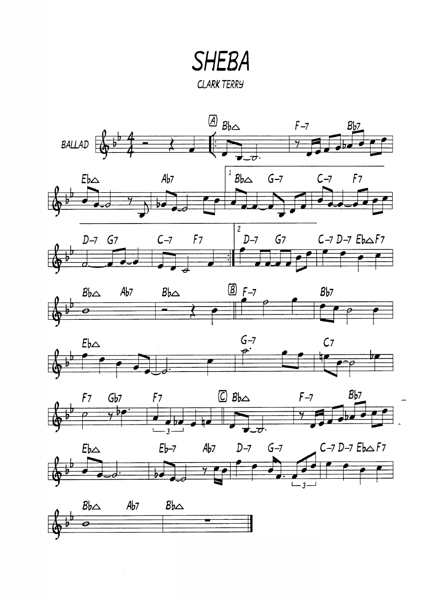 Ноты джазового стандарта: Sheba (Clark Terry)