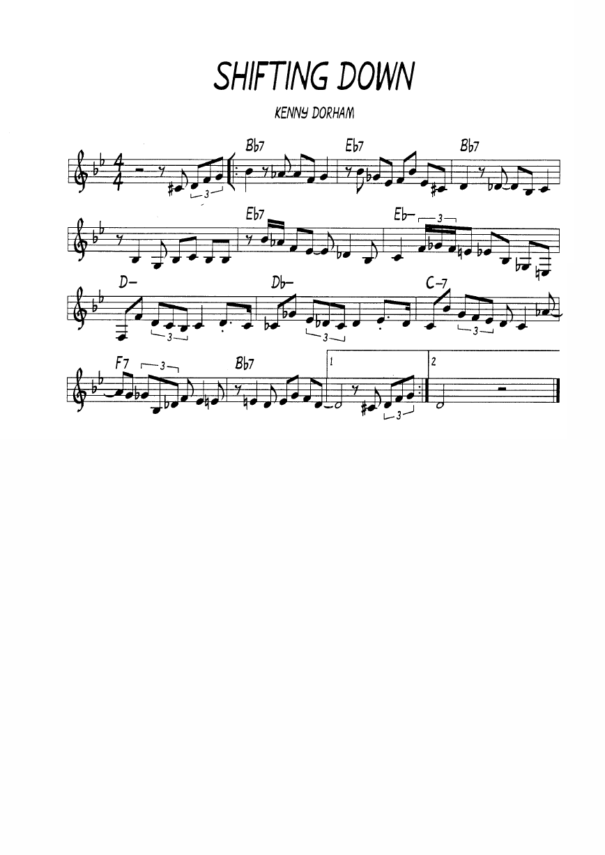 Ноты джазового стандарта: Shifting down (Kenny Dorham)