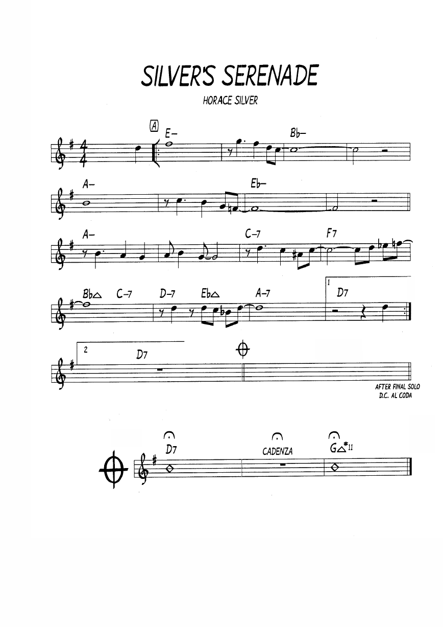 Ноты джазового стандарта: Silver's serenade (Horace Silver)