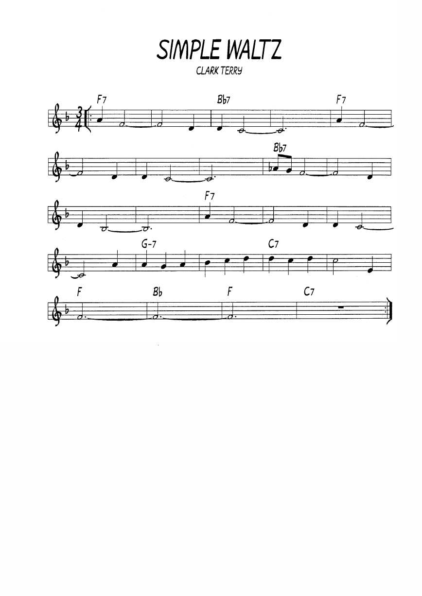 Ноты джазового стандарта: Simple waltz (Clark Terry)