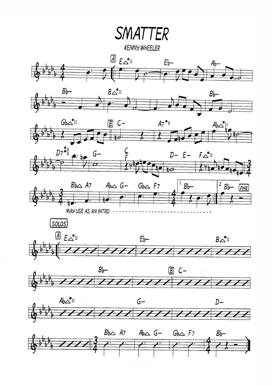 Ноты джазового стандарта: Smatter (Kenny Wheeler)