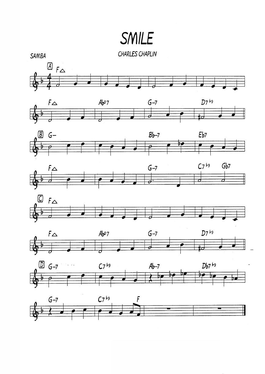 Ноты джазового стандарта: Smile (Charles Chaplin)