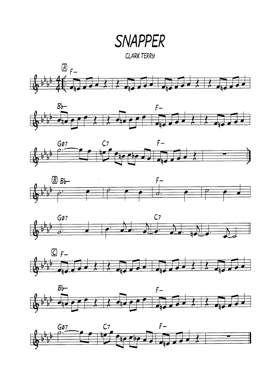 Ноты джазового стандарта: Snapper (Clark Terry)