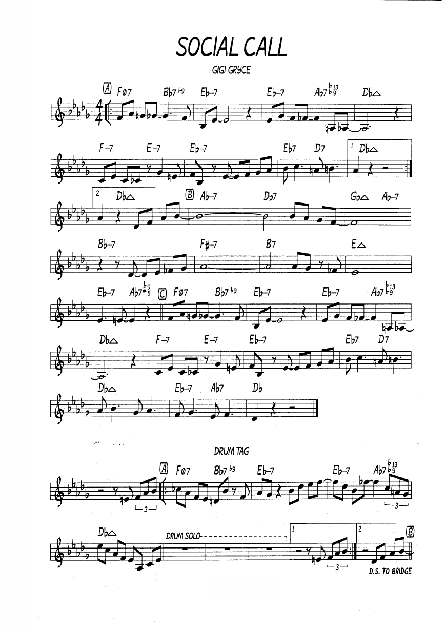 Ноты джазового стандарта: Social call (Gigi Gryce)