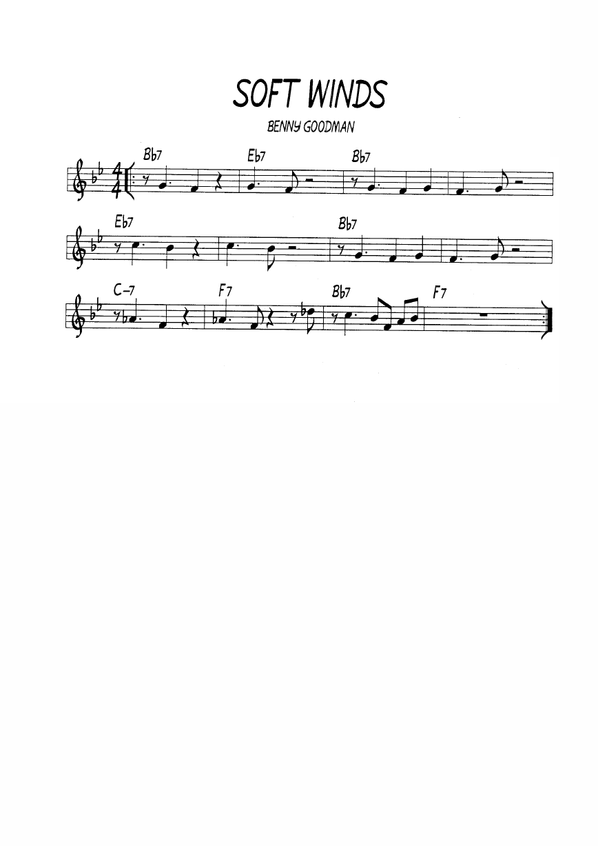 Ноты джазового стандарта: Soft winds (Benny Goodman)