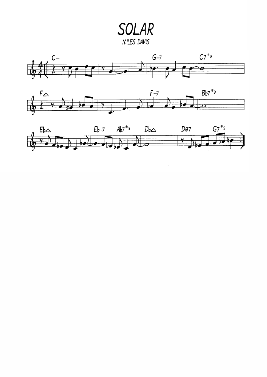 Ноты джазового стандарта: Solar (Miles Davis)