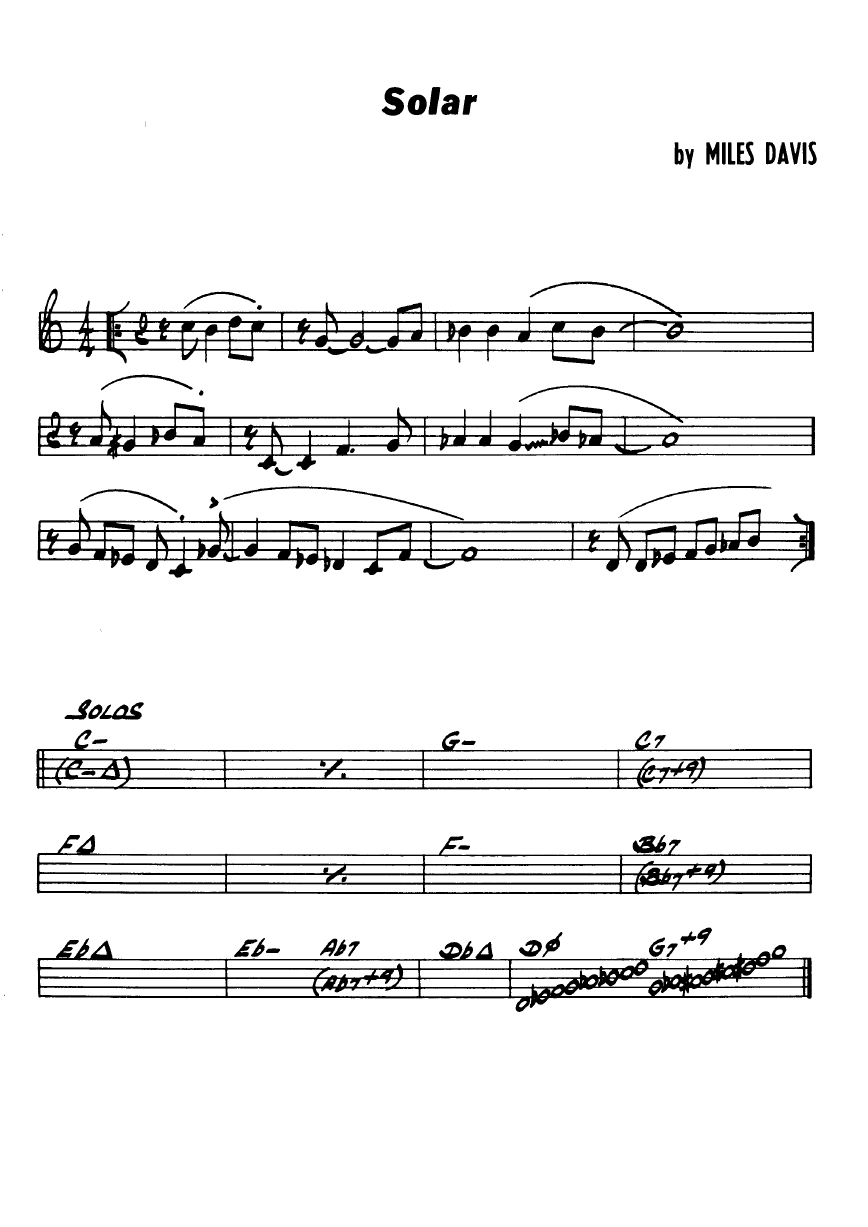 Ноты джазового стандарта: Solar (Miles Davis)