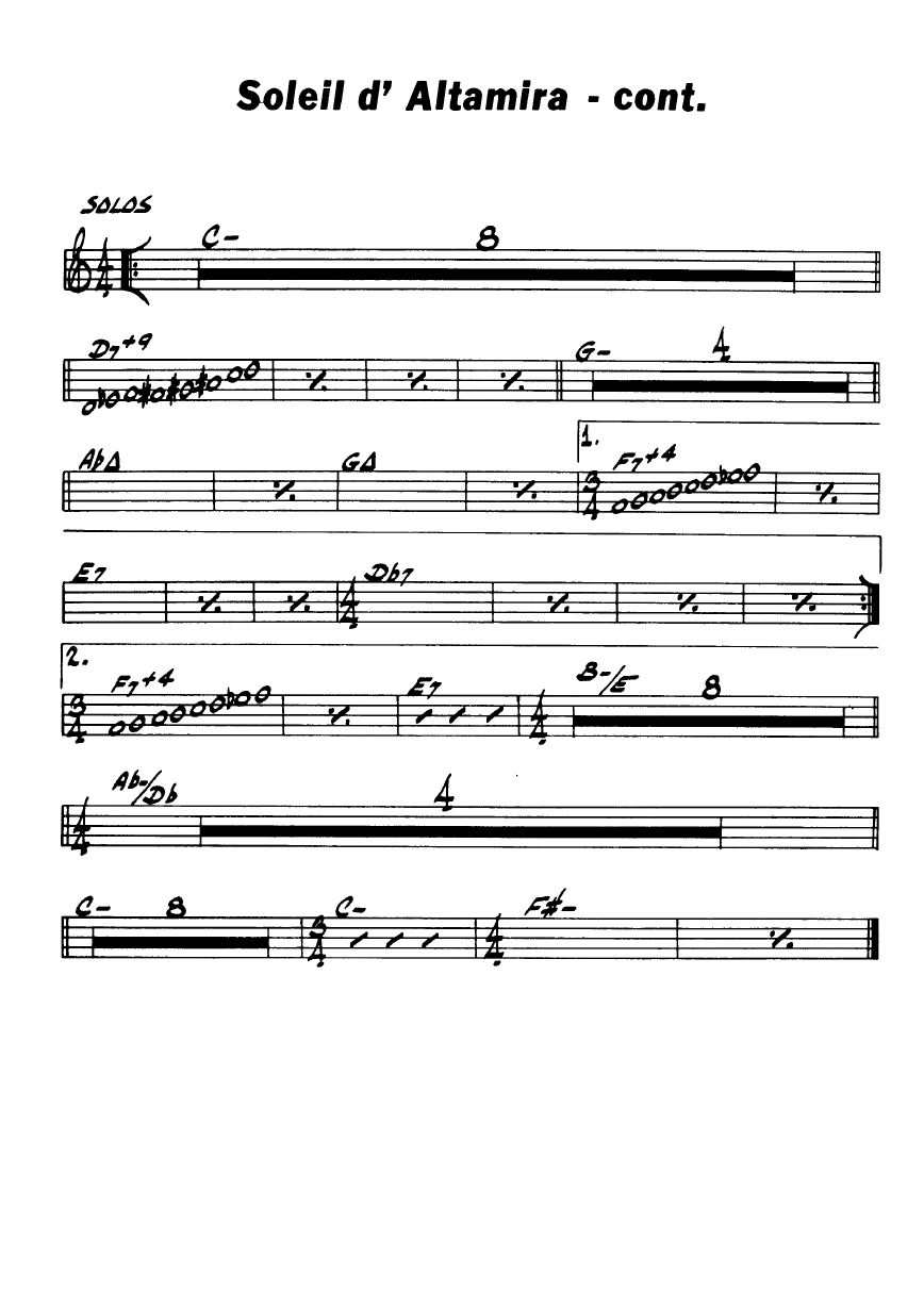 Ноты джазового стандарта: Soleil d'altamira (David Baker)