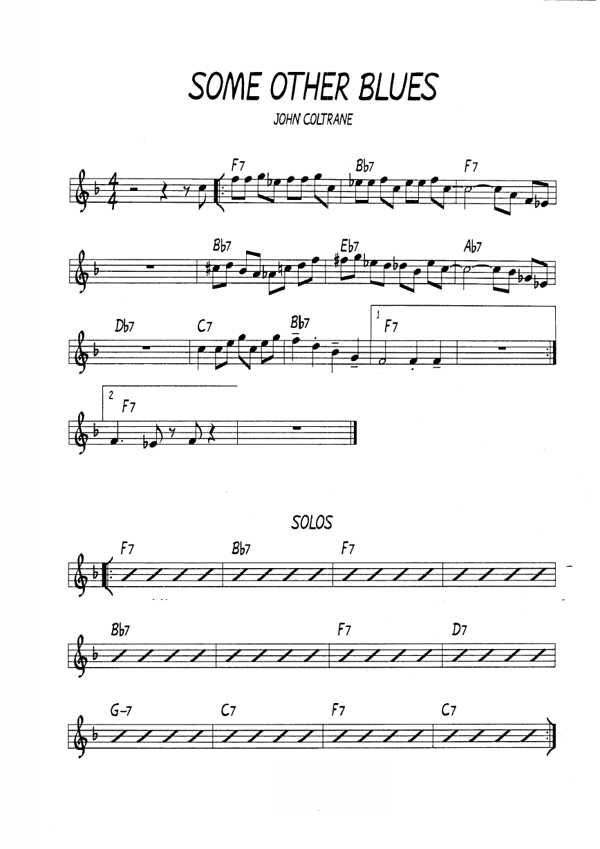Ноты джазового стандарта: Some other blues (John Coltrane)