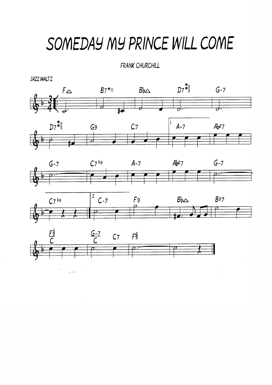 Ноты джазового стандарта: Someday my prince will come (Frank Churchill/Larry Morey)