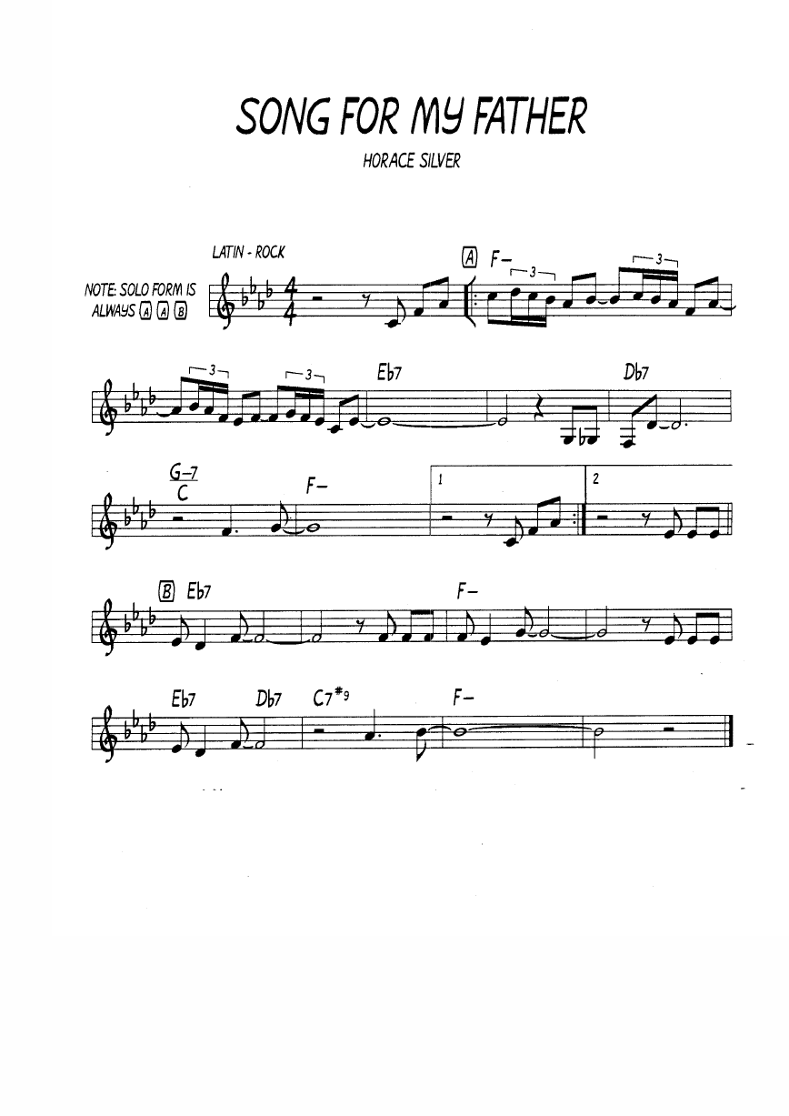 Ноты джазового стандарта: Song for my father (Horace Silver)