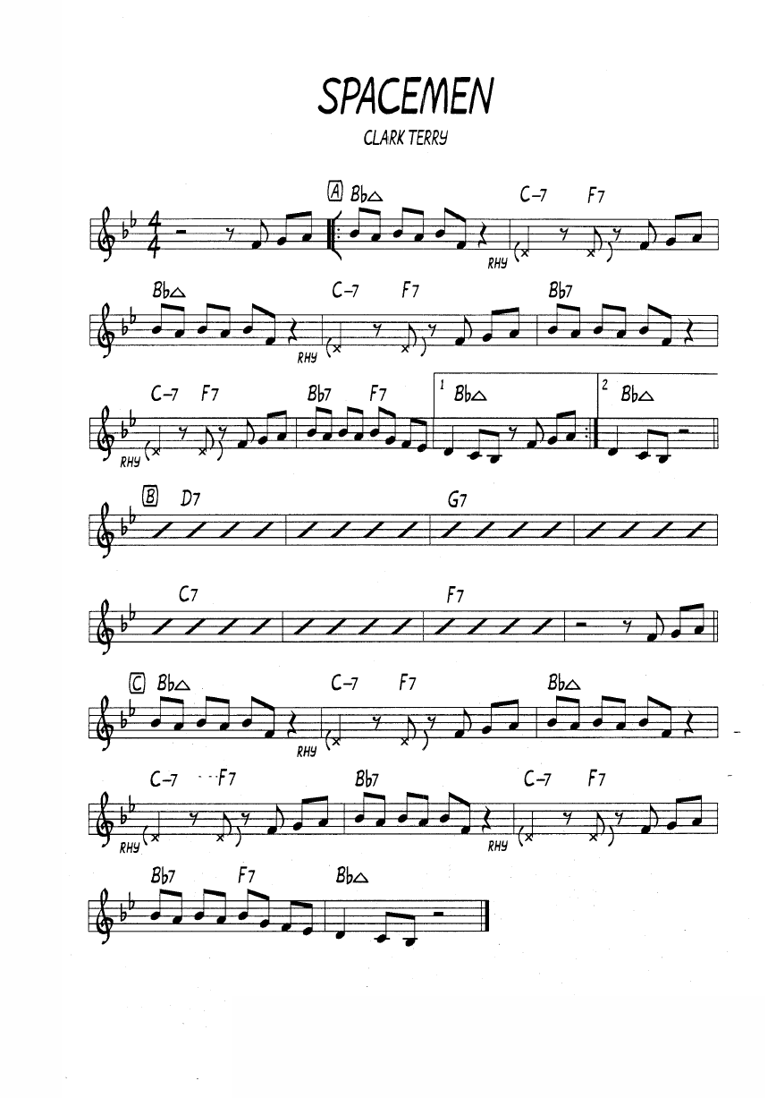 Ноты джазового стандарта: Spacemen (Clark Terry)