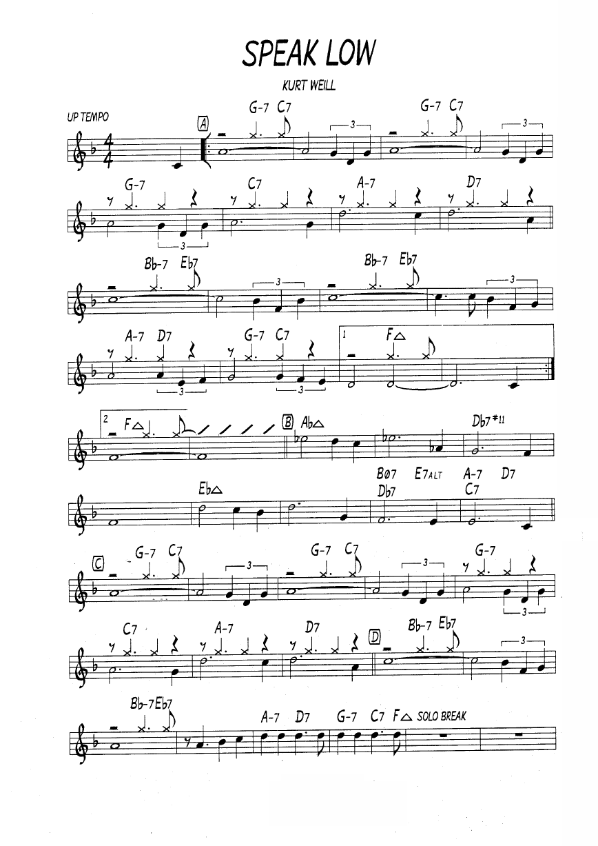 Ноты джазового стандарта: Speak low (Kurt Weil/Ogden Nash)