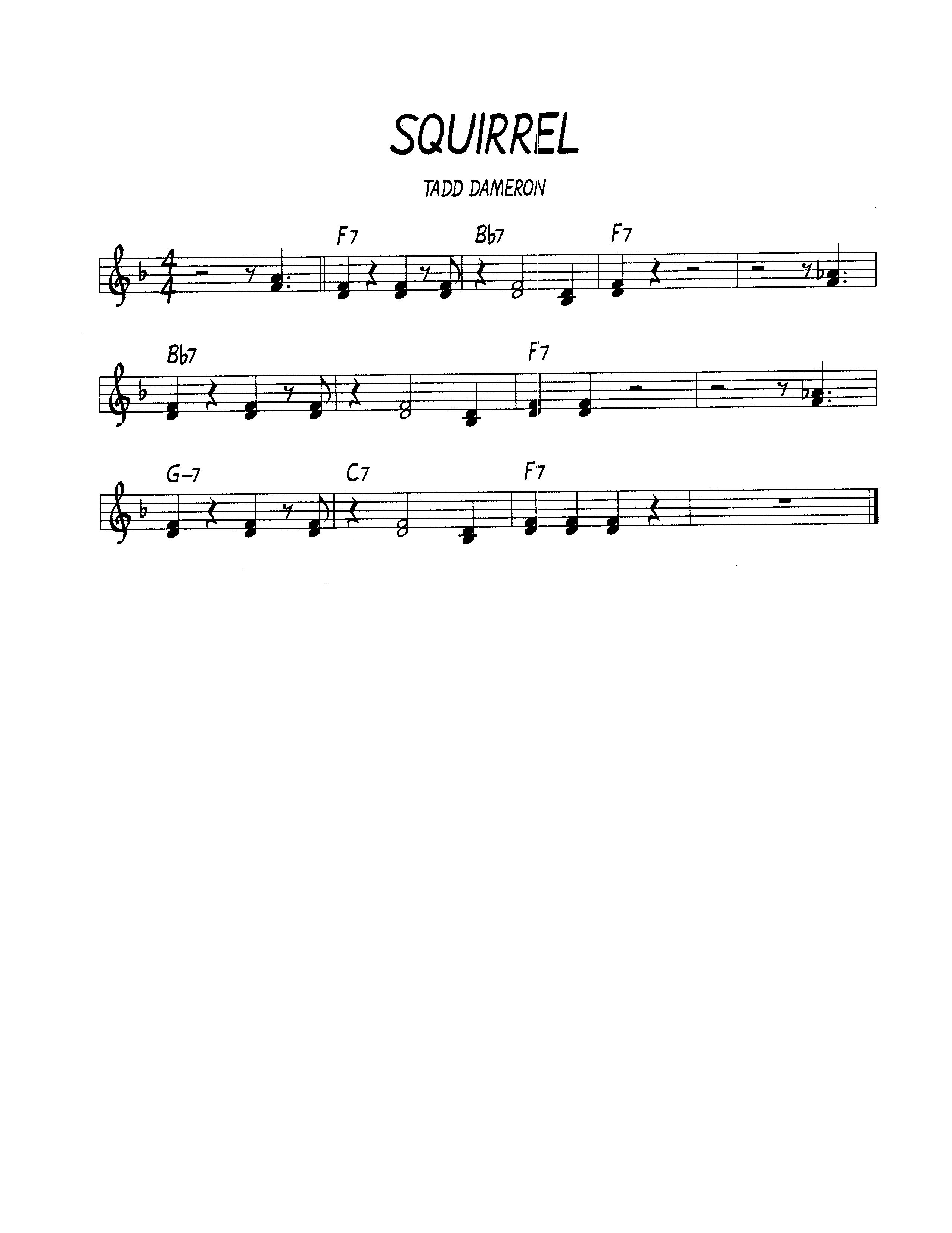 Ноты джазового стандарта: Squirrel (Tadd Dameron)